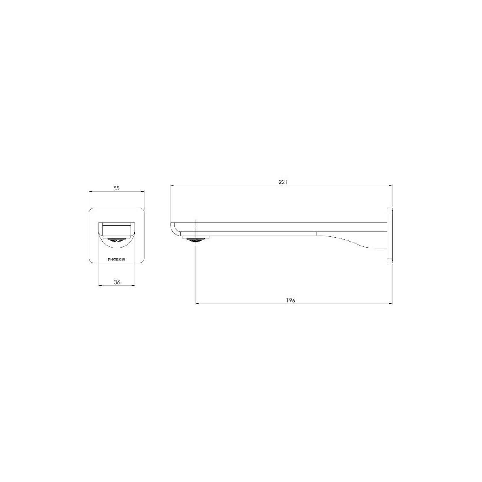 Phoenix Gloss MKII Wall Basin / Bath Outlet 200mm - Brushed Carbon gallery detail image