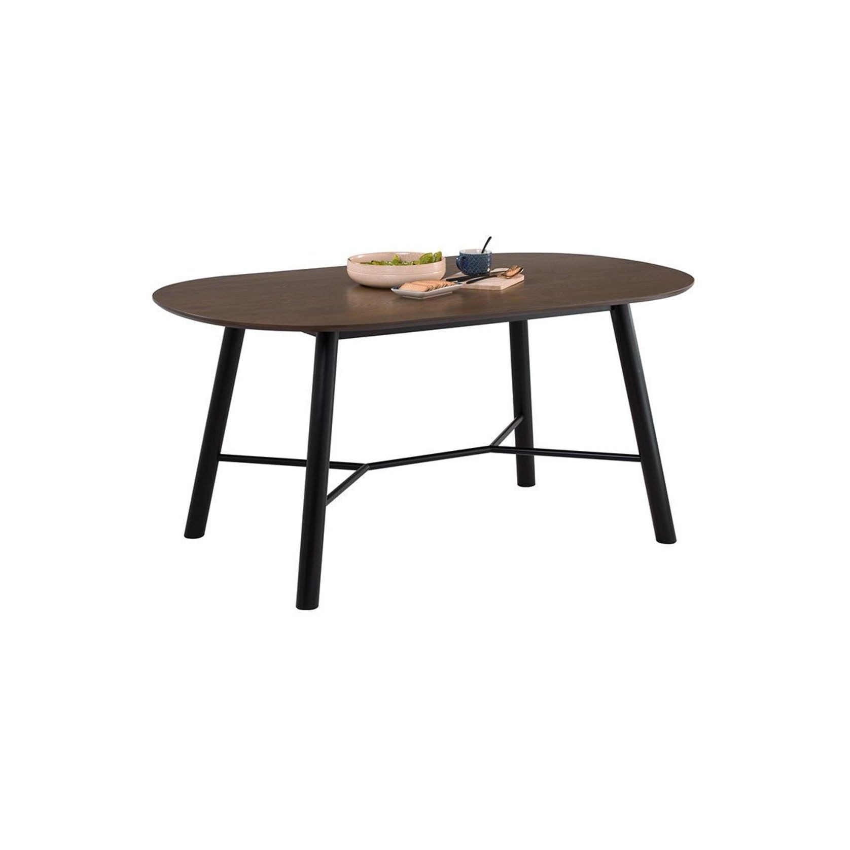 HAROLD Dining Table 160cm - Walnut & Black gallery detail image