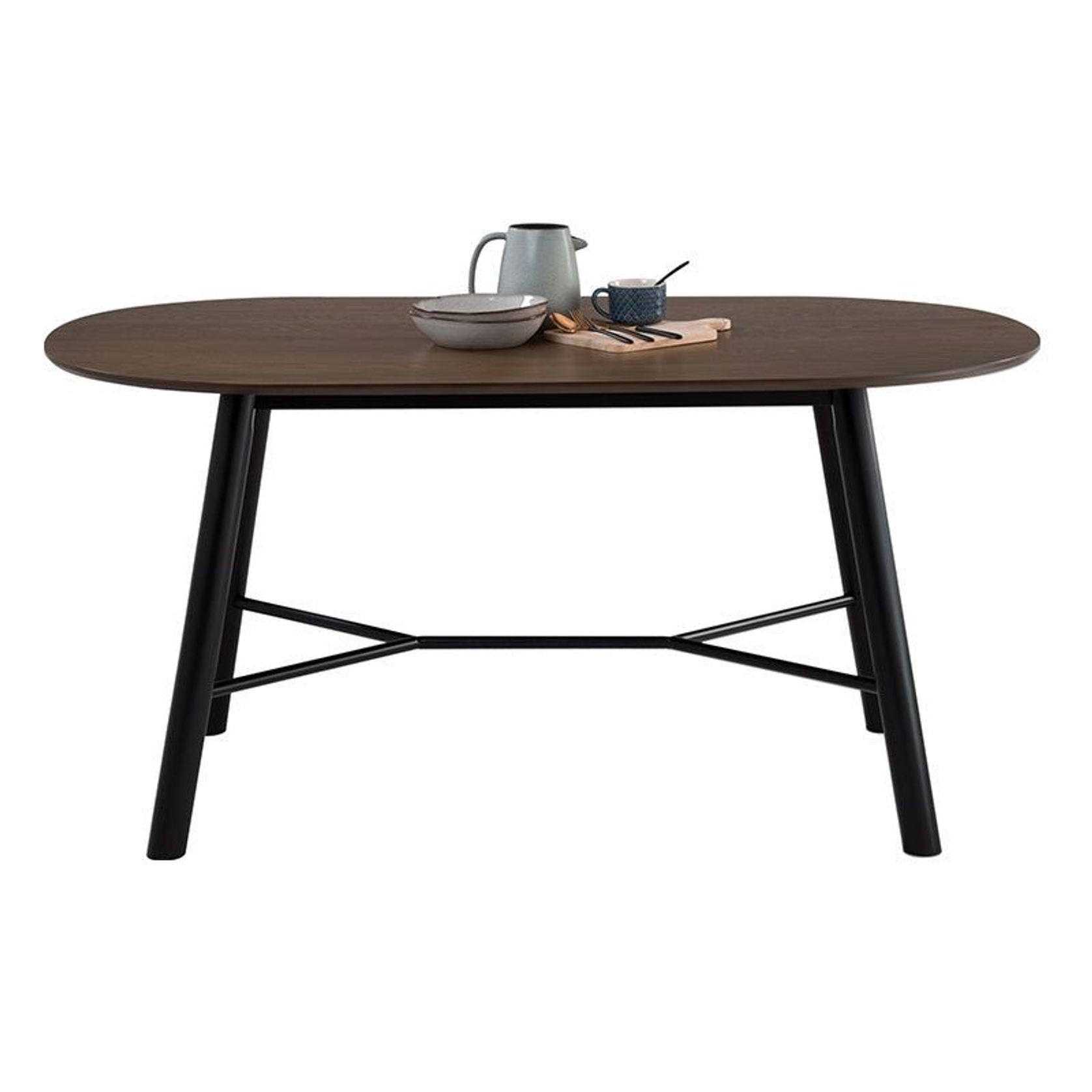 HAROLD Dining Table 160cm - Walnut & Black gallery detail image
