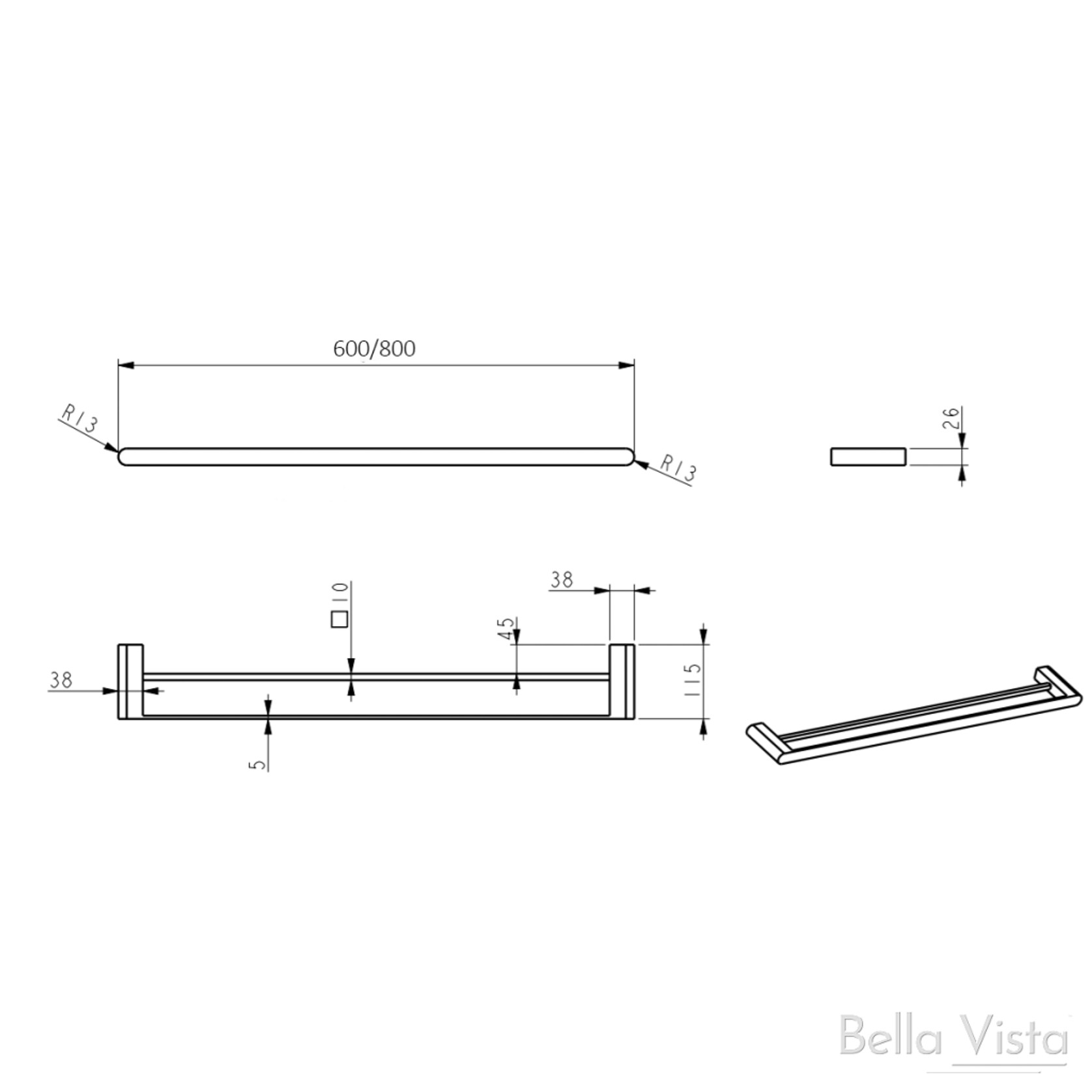 Supra Double Towel Rail gallery detail image