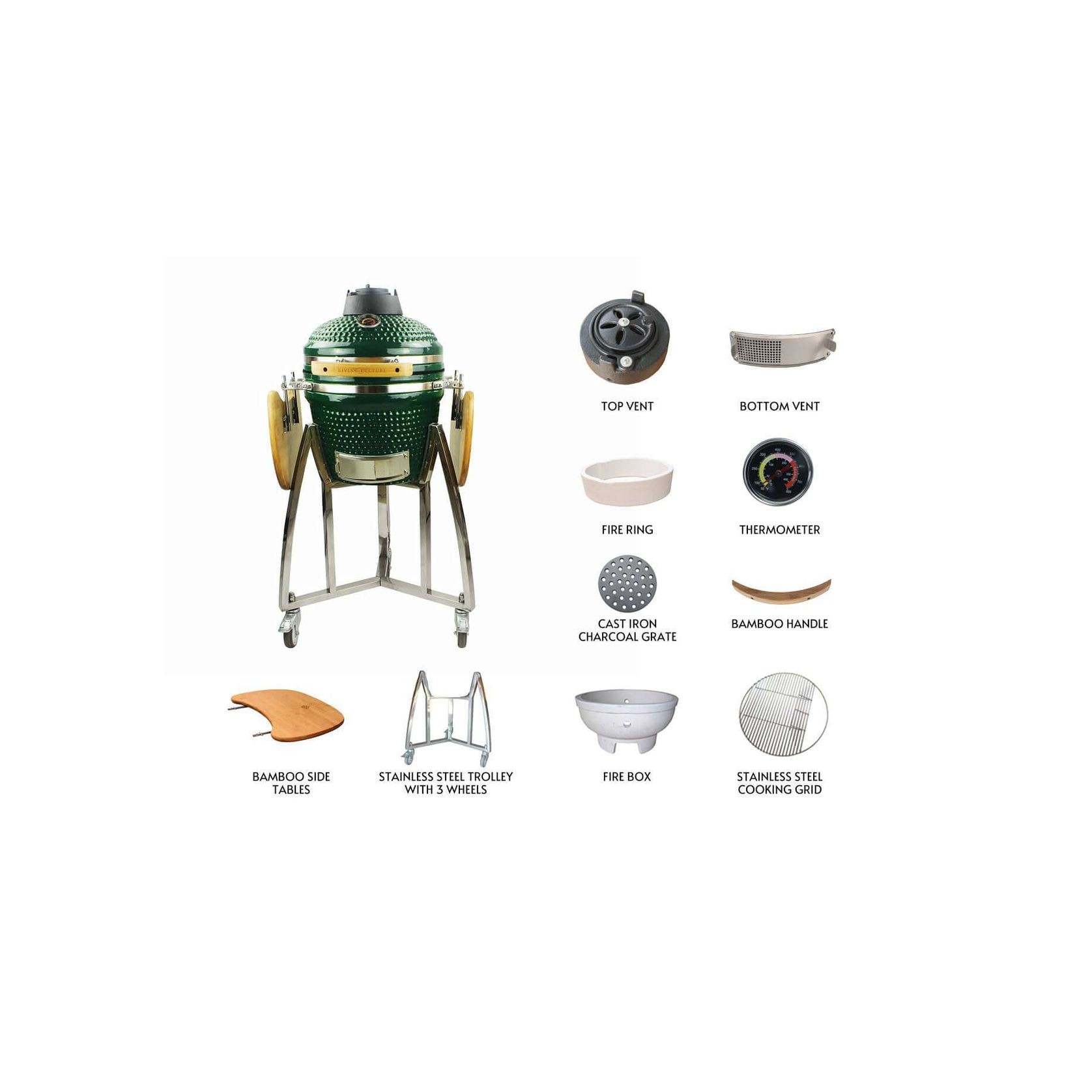 16-Inch Kamado Ceramic Charcoal Grill With Bonus Accessory Pack gallery detail image