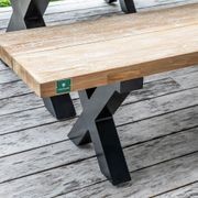 Fortico Teak X-leg Bench Seat 220cm gallery detail image