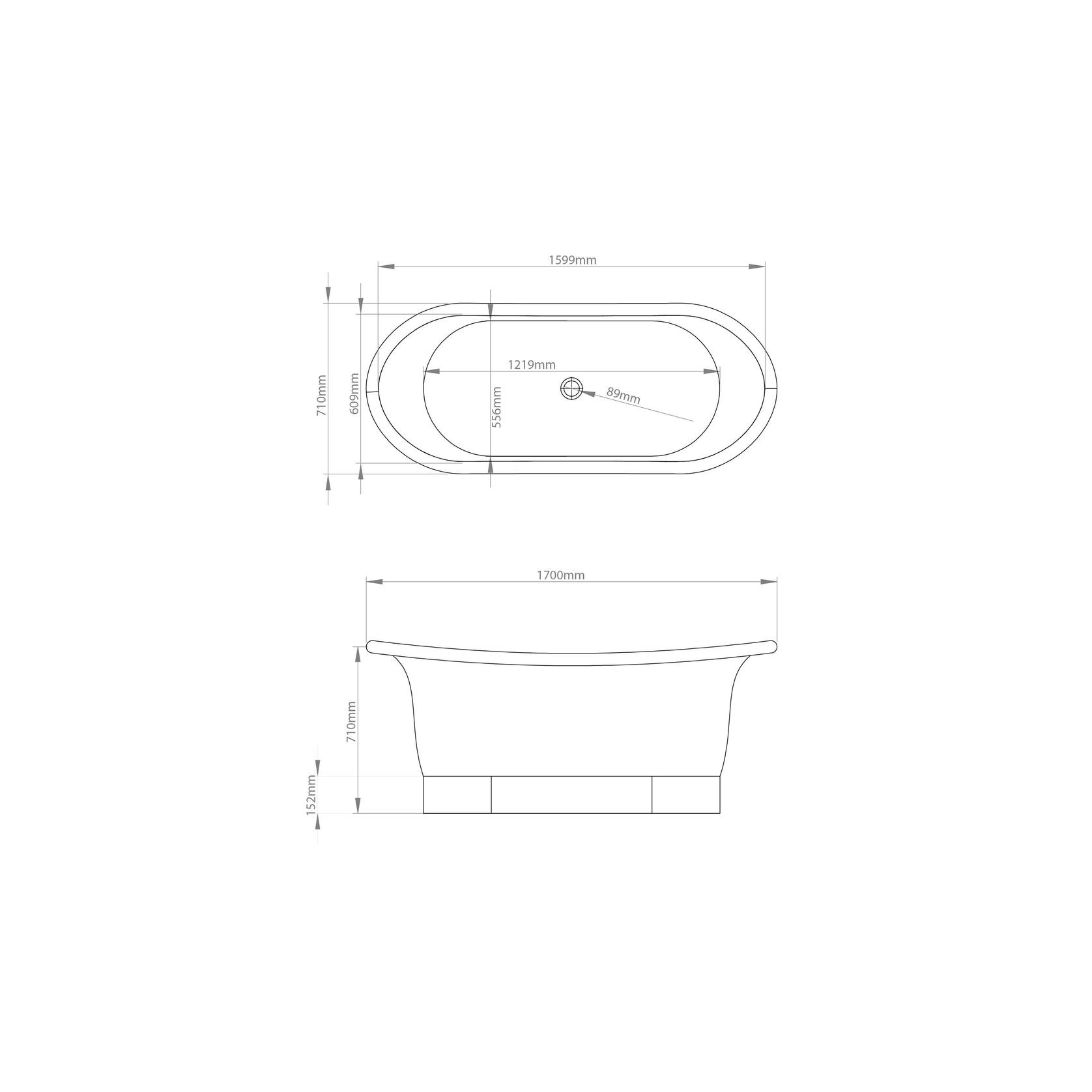 The Copper Bath Tub - Kahali Copper Double Slipper Smooth 1700mm - CB5021-D67 gallery detail image