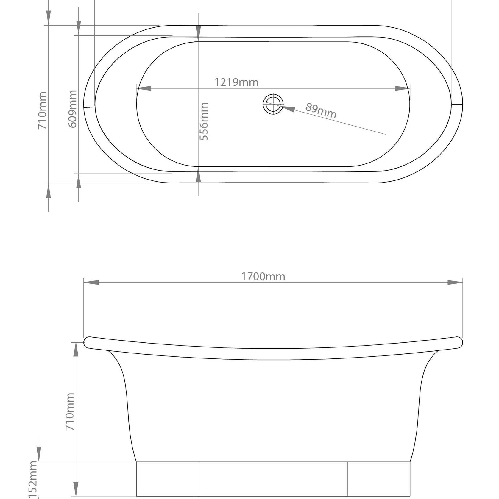 The Copper Bath Tub - Sundara Copper Double Slipper Smooth 1700mm - CB5019-D67 gallery detail image