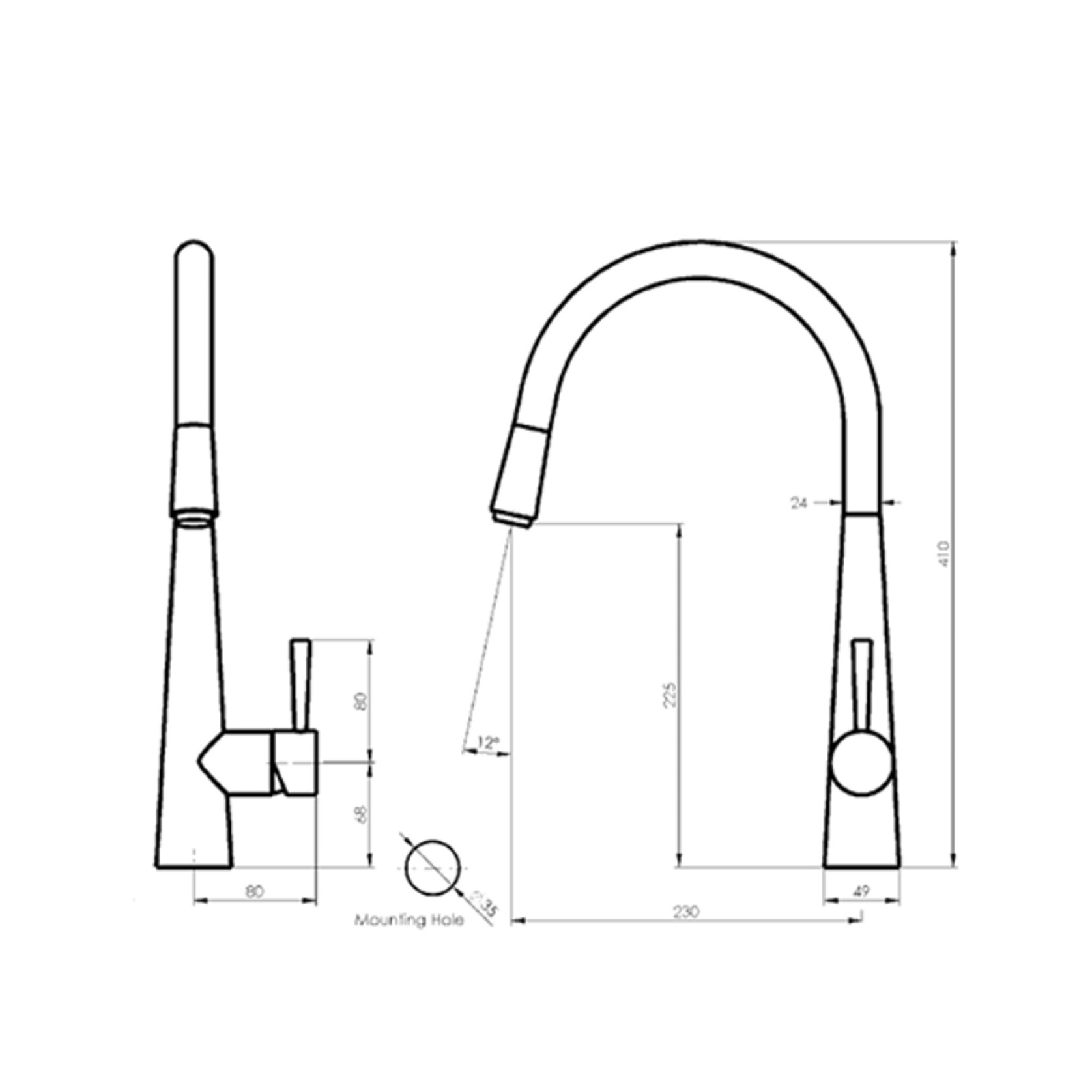 Galiano Pull-Down Sink Mixer Brushed Brass gallery detail image