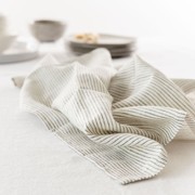 100% French Linen Tea Towel - Set 2-Charcoal Pinstripe gallery detail image