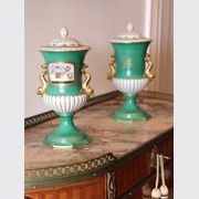 Pair of Antique German Dresden Porcelain Urns gallery detail image