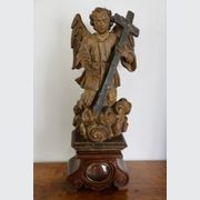 An Antique Reliquary Wood Carving of St Micheal C.1680 gallery detail image