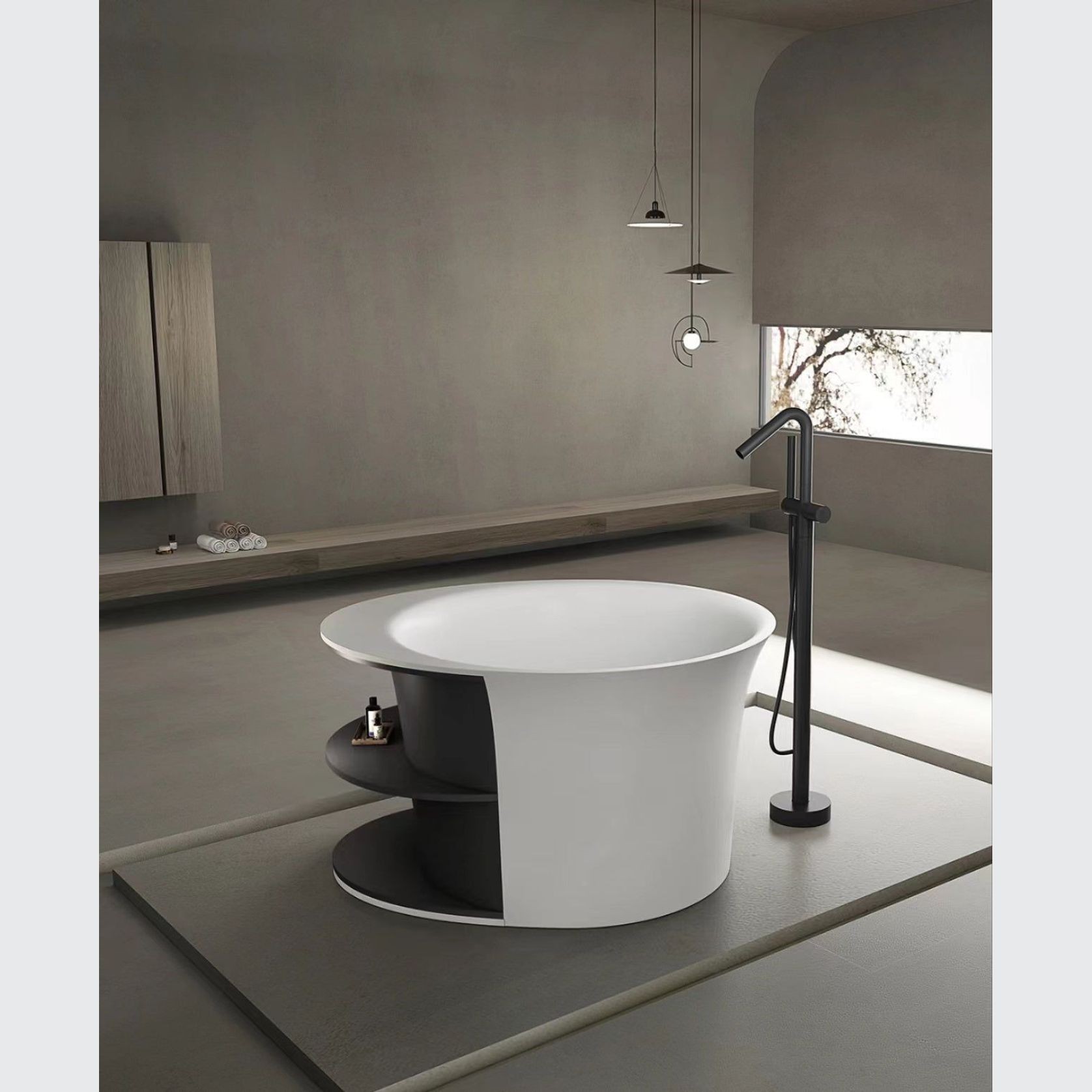 Josei Round Japanese Shelf Soak Tub - 1200mm - MGD01 gallery detail image