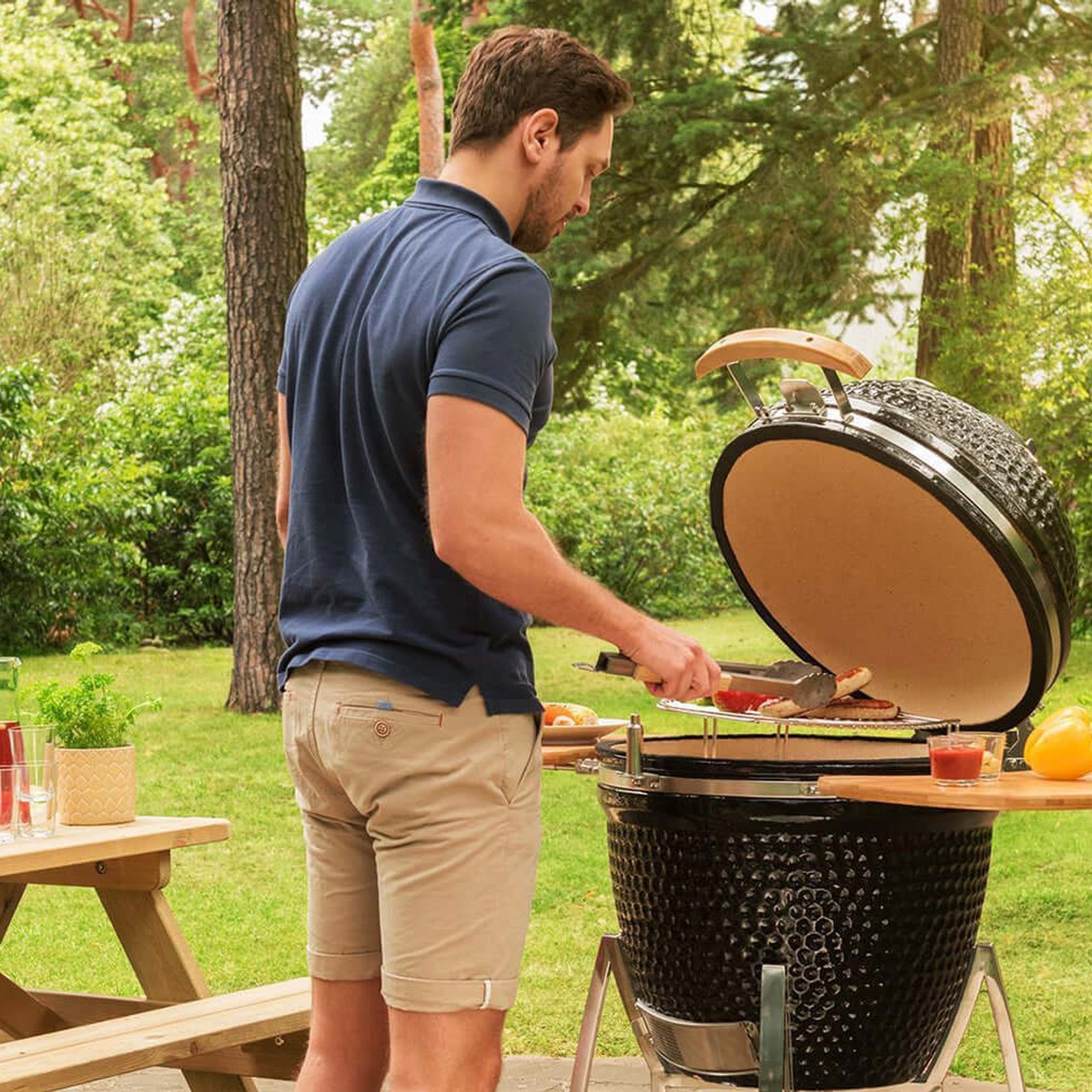 21-Inch Kamado Ceramic Charcoal Grill With Bonus Accessory Pack gallery detail image