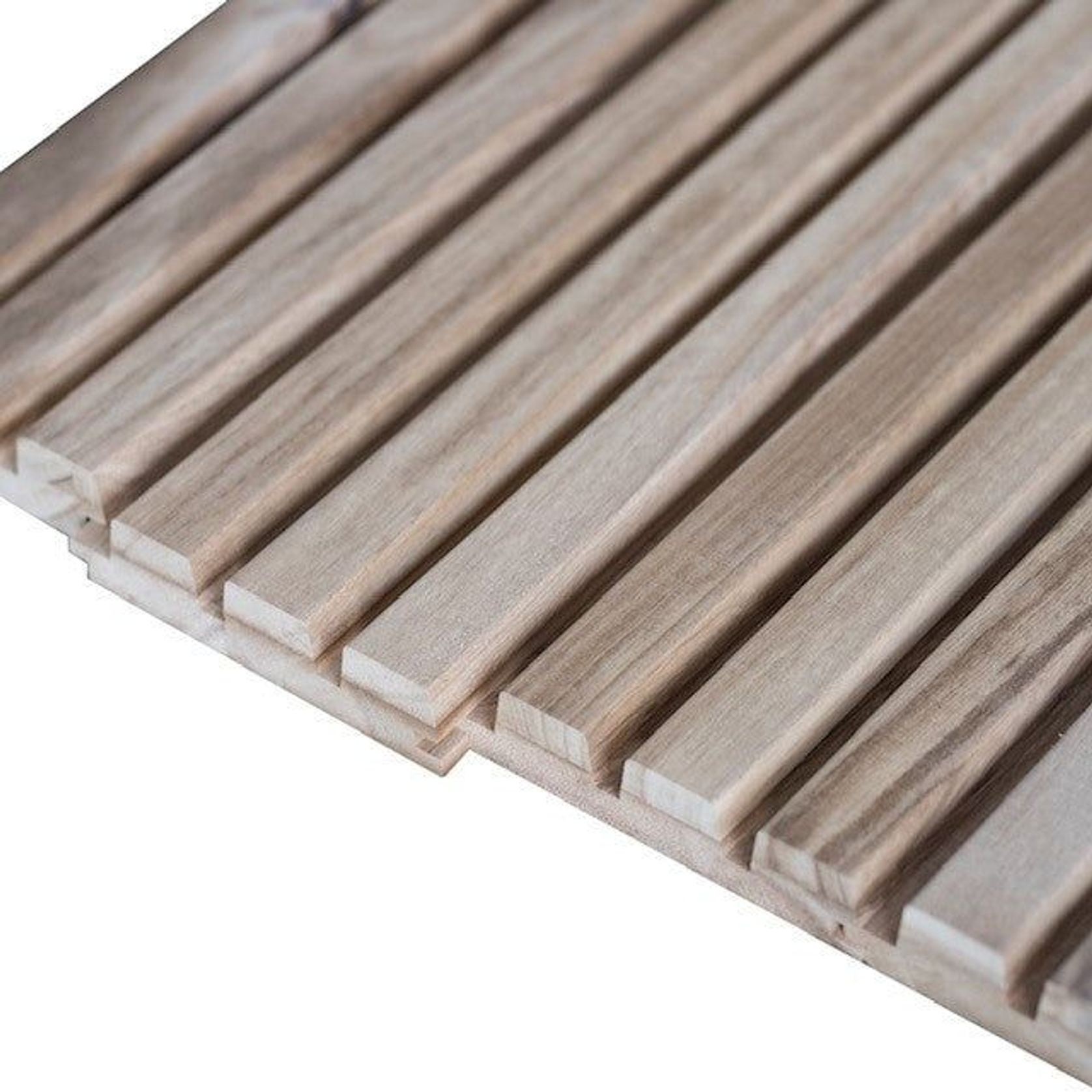 WOODFLEX Outdoor & Indoor Solid Hard Wood Slat Wall & Ceiling Cladding - Oak - 2700mm x 560mm gallery detail image
