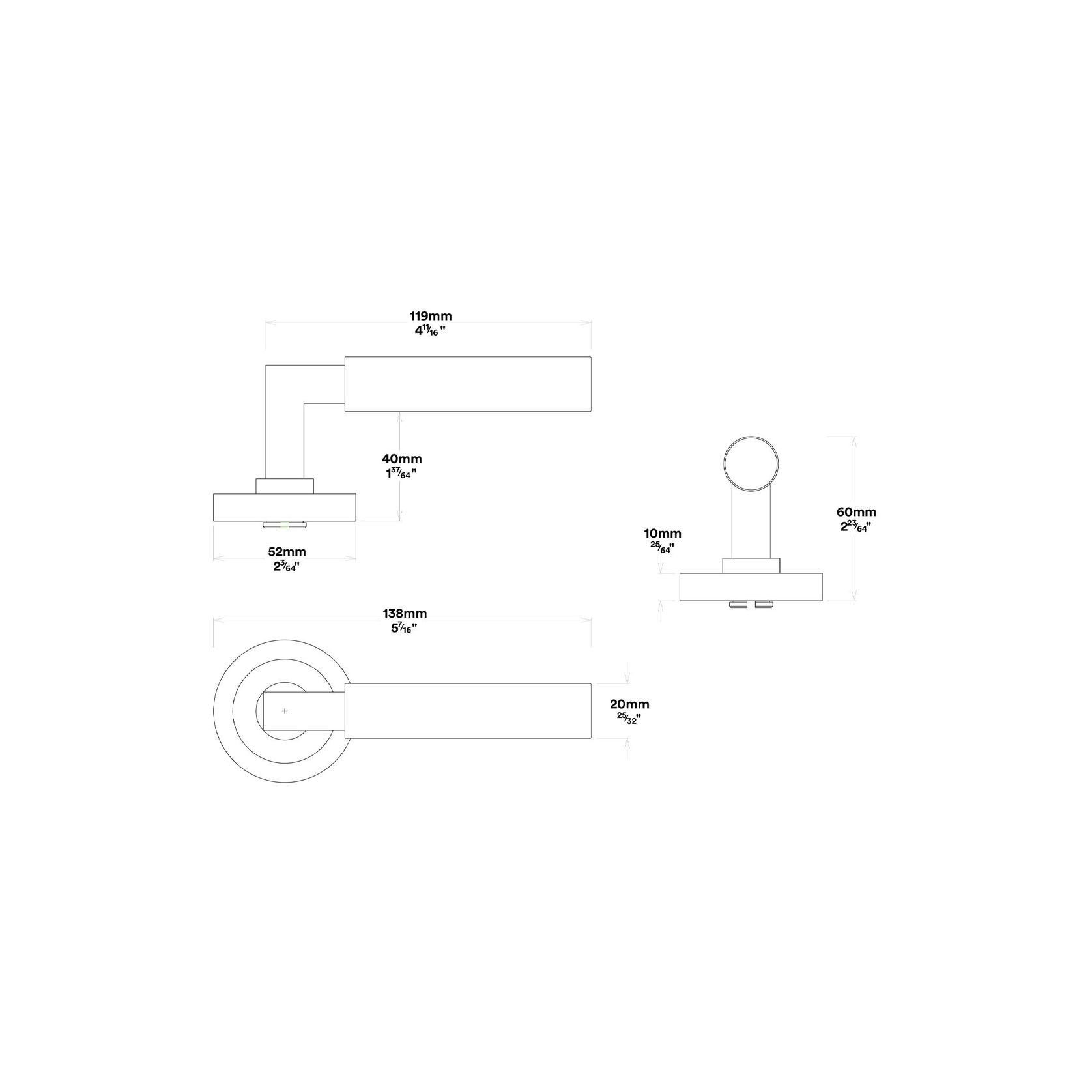 Iver Berlin Door Lever Handle on Round Rose Passage gallery detail image