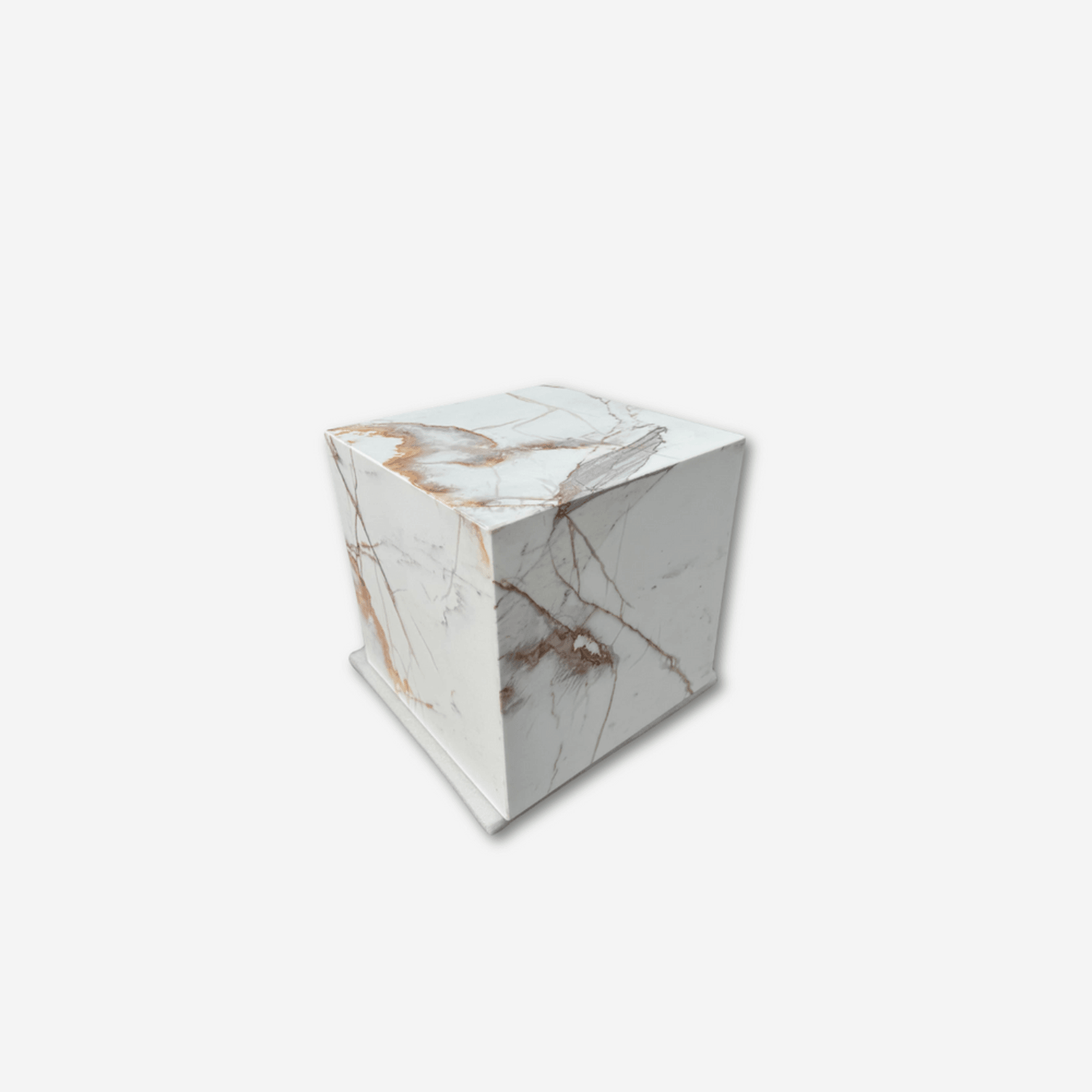 Cube Side Table - Gold Calacatta Marble | Natural Stone Co. gallery detail image