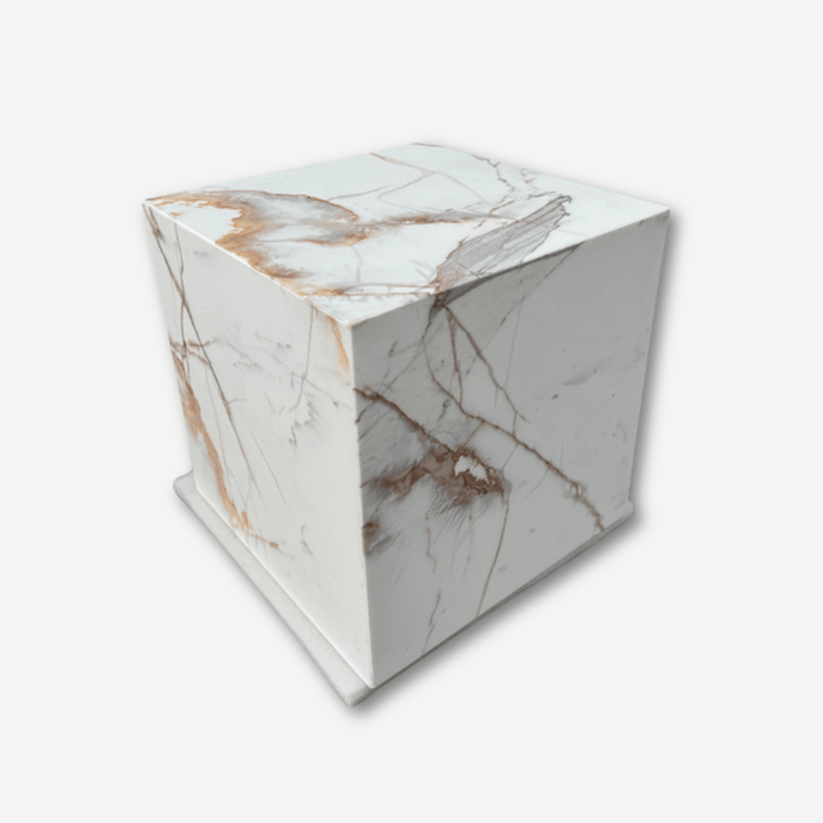 Cube Side Table - Gold Calacatta Marble | Natural Stone Co. gallery detail image