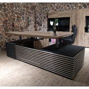 PHOENIX 2.0 - Sit Stand Electric Lift Executive Desk with Right Return 2.8m - Warm Oak & Black gallery detail image