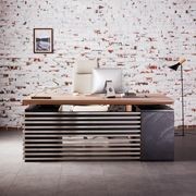 PHOENIX Sit & Stand Electric Lift Executive Desk with Left Return 1.8M - Warm Oak & Black gallery detail image