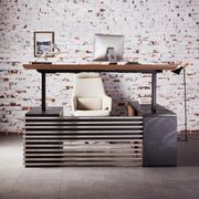 PHOENIX Sit & Stand Electric Lift Executive Desk with Left Return 1.8M - Warm Oak & Black gallery detail image