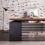 PHOENIX Sit & Stand Electric Lift Executive Desk with Right Return 2.2M - Warm Oak & Black gallery detail image