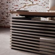 PHOENIX Sit & Stand Electric Lift Executive Desk with Right Return 2.2M - Warm Oak & Black gallery detail image