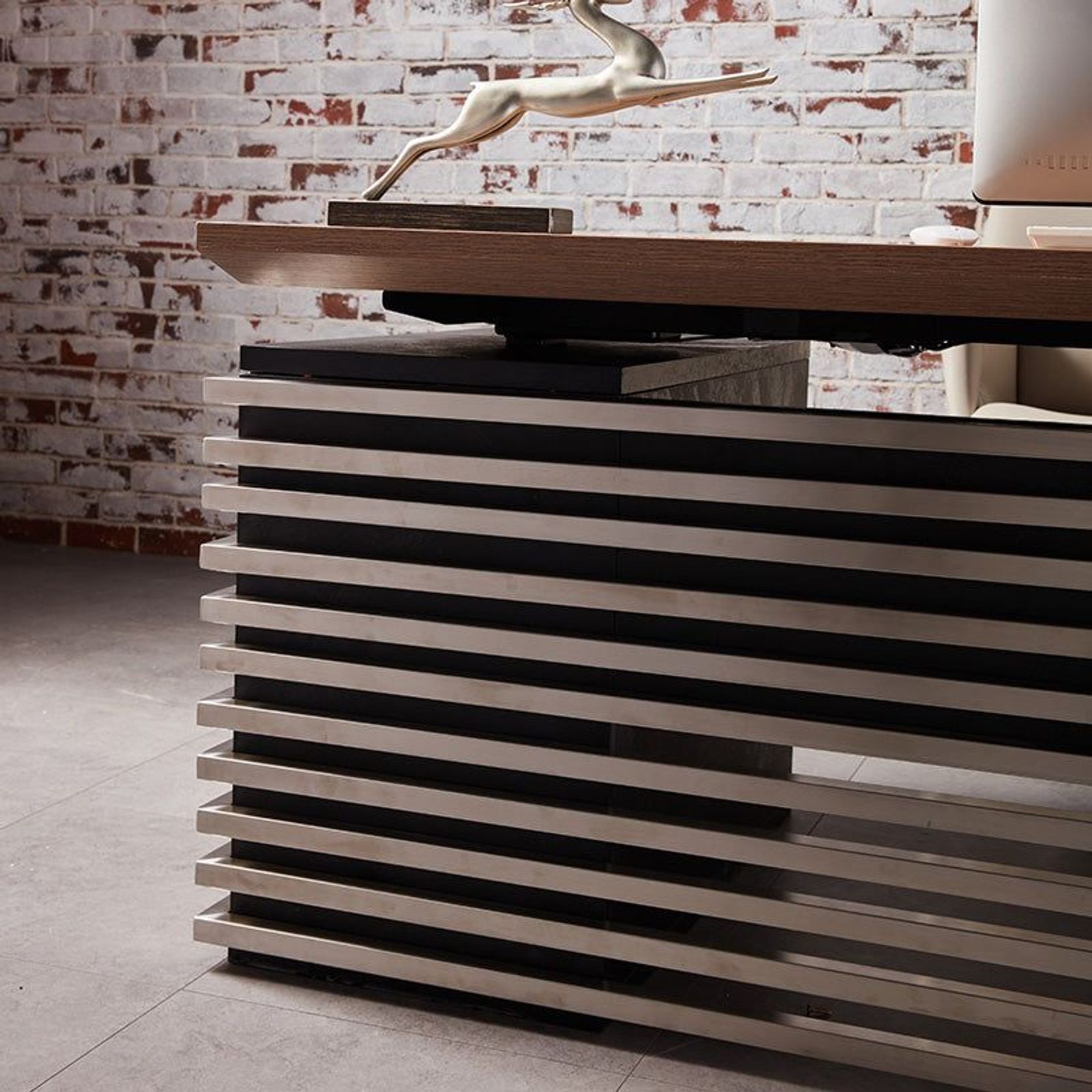 PHOENIX Executive Desk with Left Return 2.2M - Warm Oak & Black gallery detail image