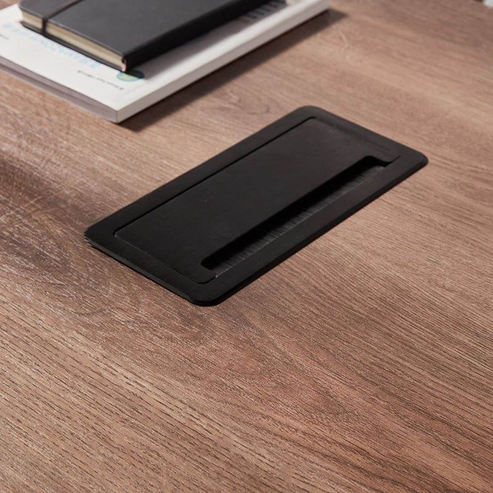 PHOENIX Executive Desk with Right Return 2.2M - Warm Oak & Black gallery detail image