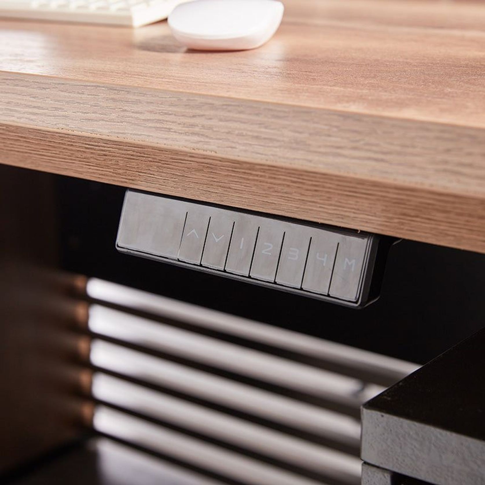 PHOENIX Sit & Stand Electric Lift Executive Desk with Right Return 2.2M - Warm Oak & Black gallery detail image