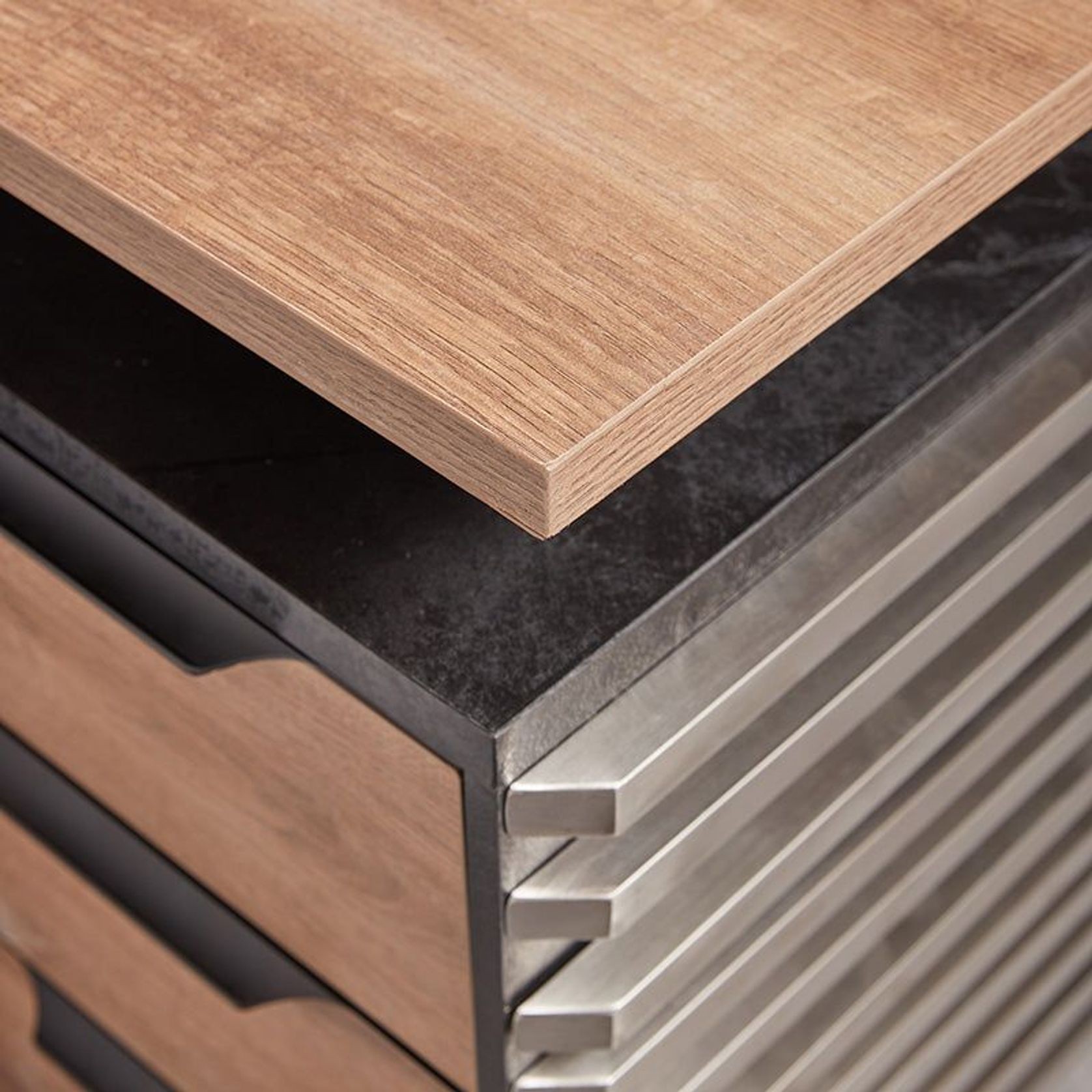PHOENIX Executive Desk with Right Return 2.2M - Warm Oak & Black gallery detail image