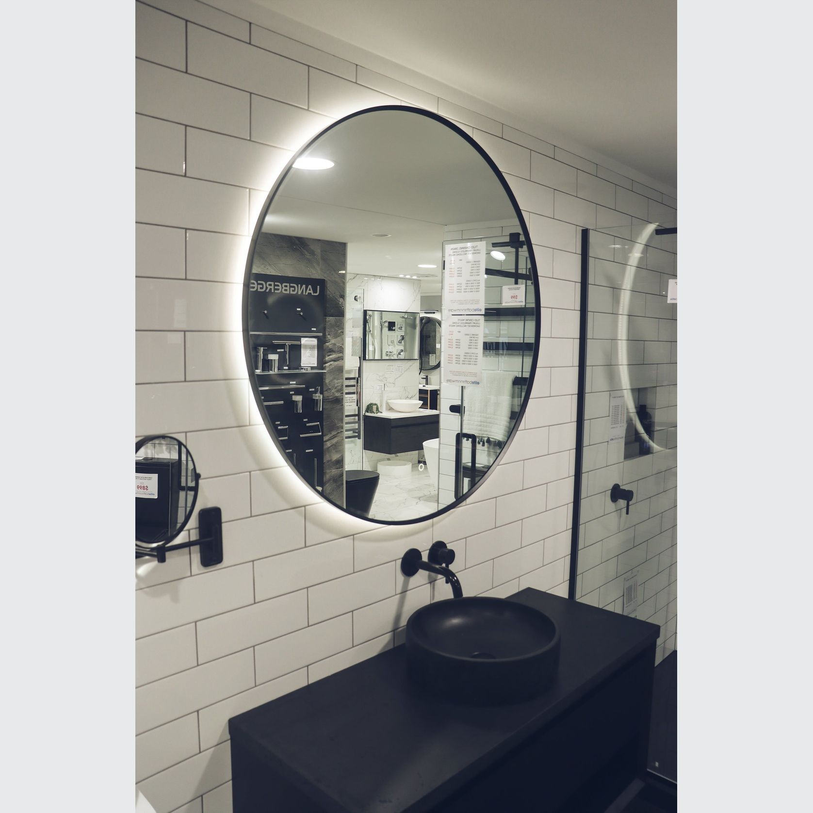 Solace Round Black Framed Led Mirror gallery detail image