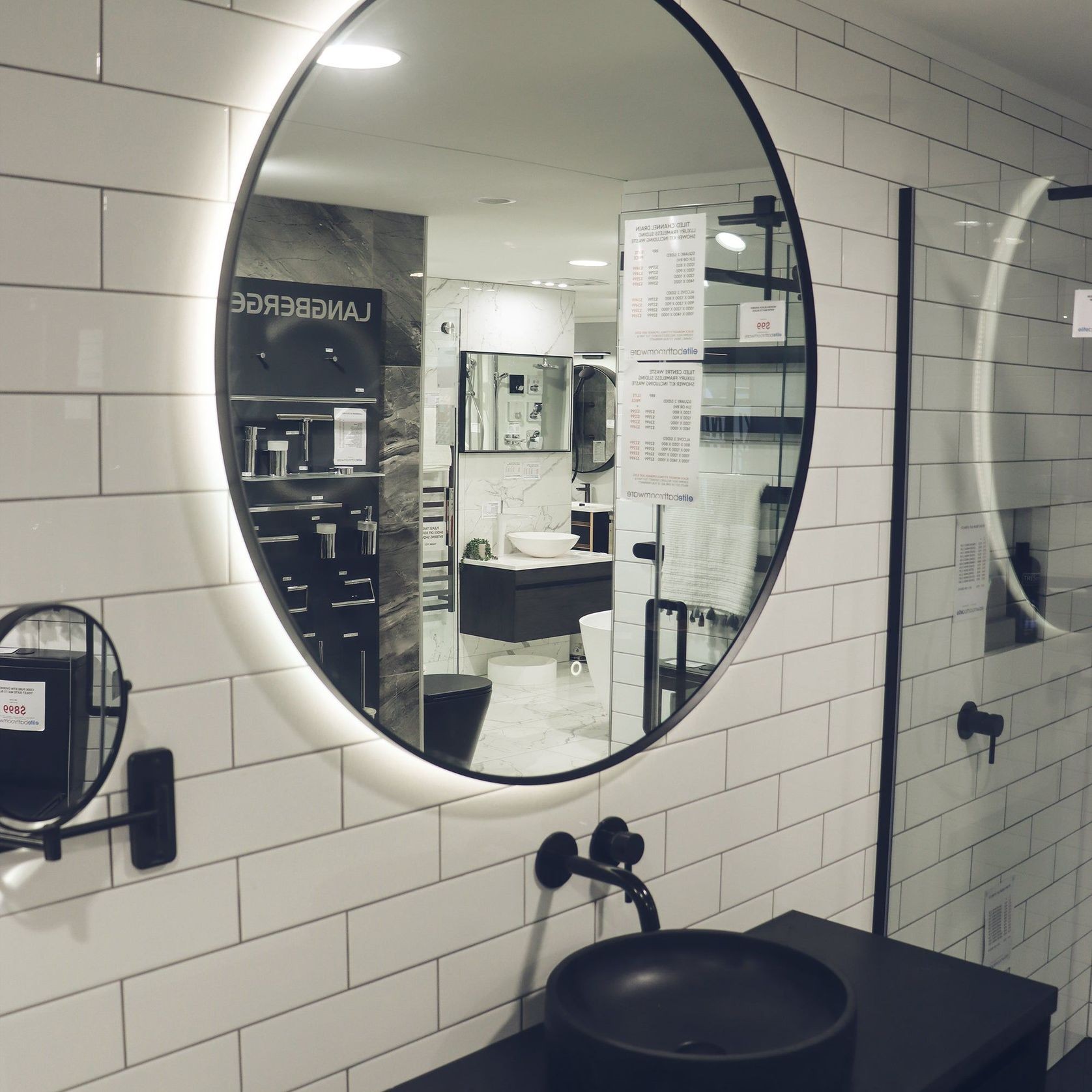 Solace Round Black Framed Led Mirror gallery detail image