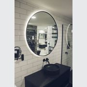 Code Solace Round Black Framed Led Mirror gallery detail image