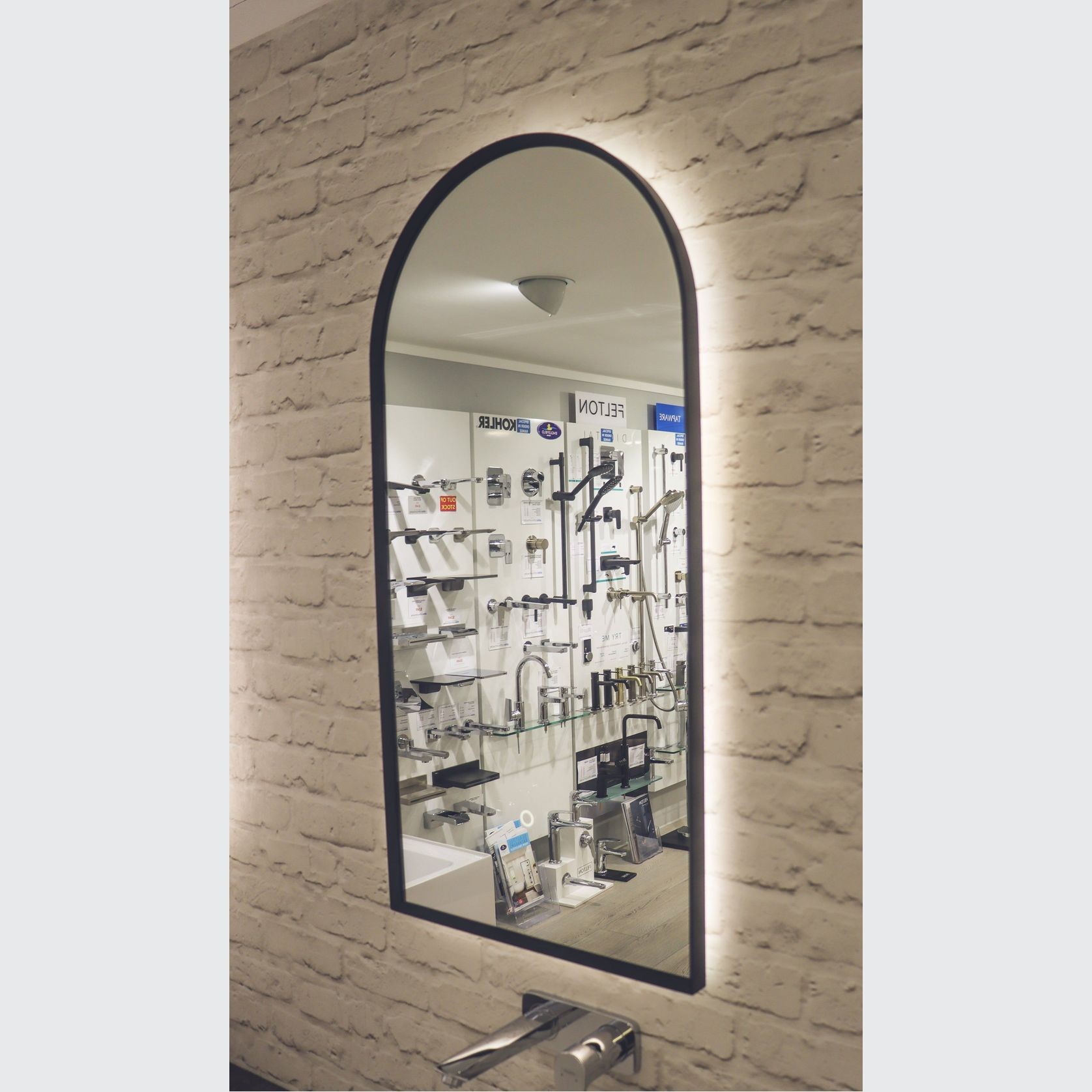 Solace Arch Black Framed LED Mirror 450X900MM gallery detail image