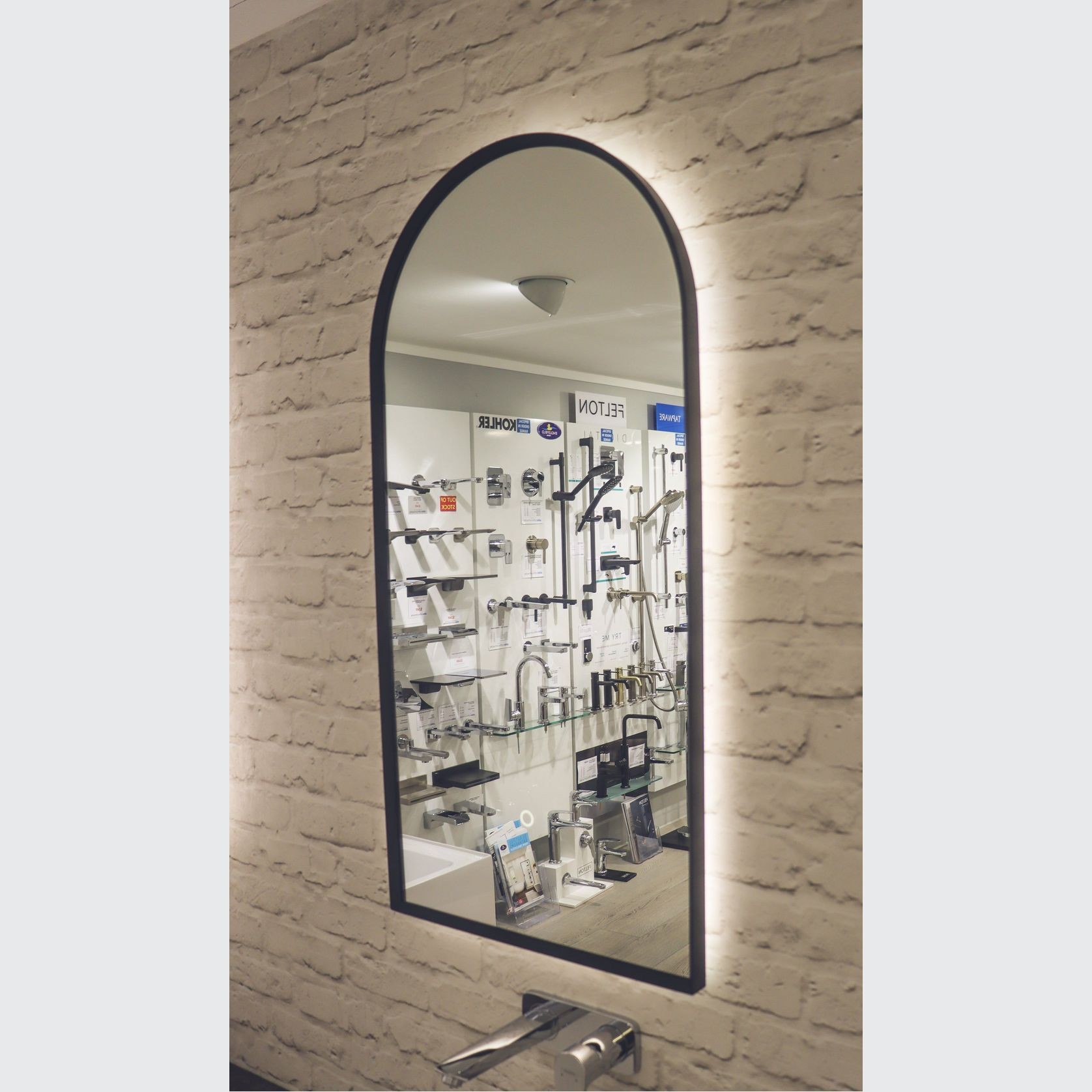 Solace Arch Black Framed Led Mirror 450X900Mm gallery detail image