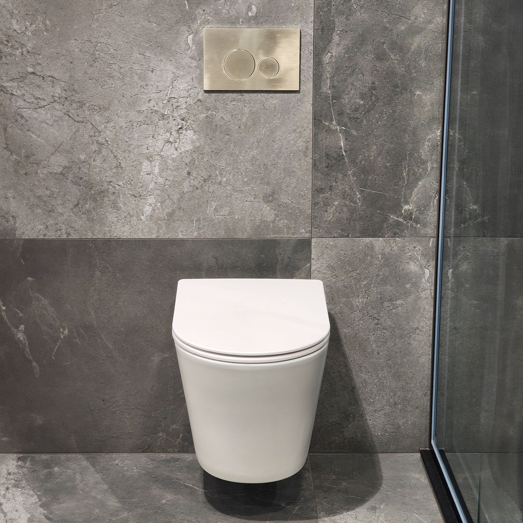 Code Pure Typhoon Wall Hung Toilet Suite X Brushed Nickel Button gallery detail image
