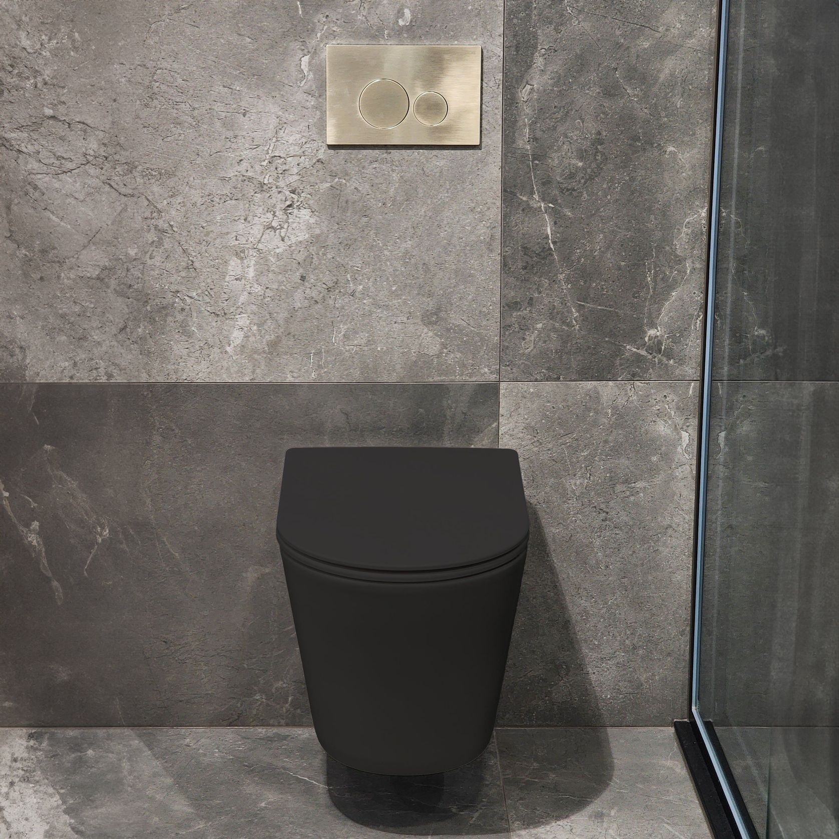 Code Pure Typhoon Wall Hung Toilet Suite X Brushed Nickel Button gallery detail image