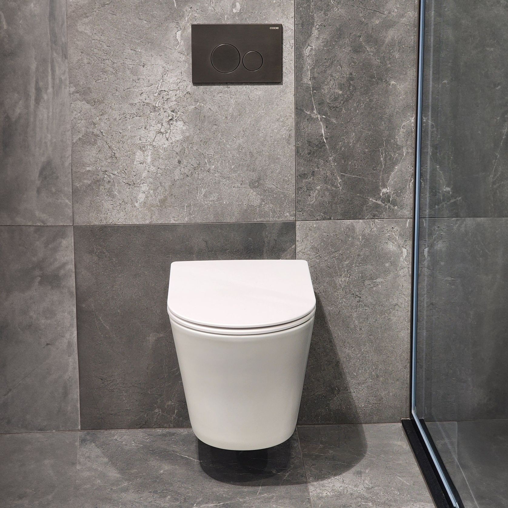 CODE PURE TYPHOON WALL HUNG TOILET SUITE x GUNMETAL BUTTON gallery detail image