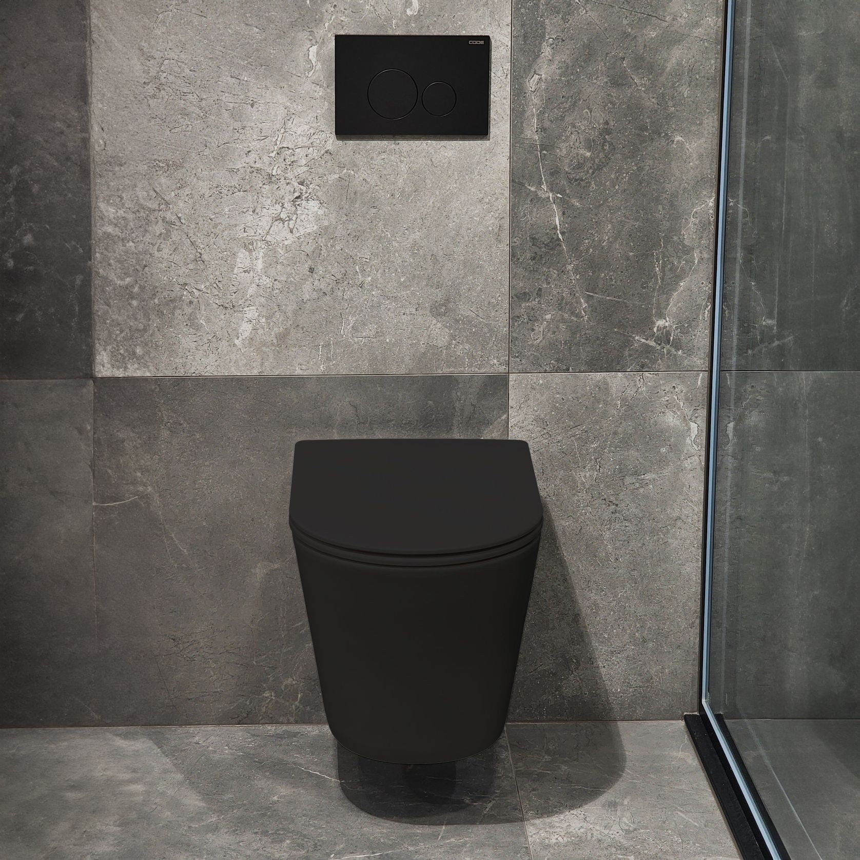 Code Pure Typhoon Wall Hung Toilet Suite X Matte Black Button gallery detail image