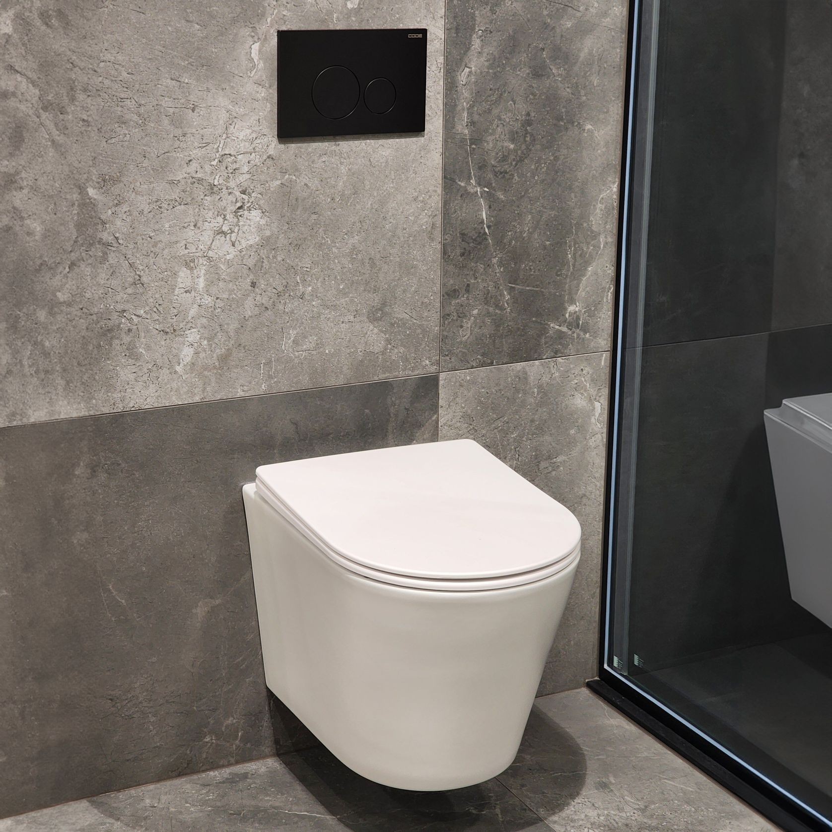 Code Pure Typhoon Wall Hung Toilet Suite X Matte Black Button gallery detail image