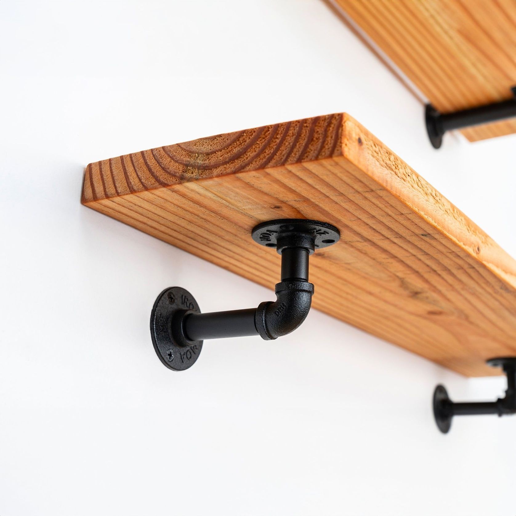 Rustic Pipe Bracket Shelf 80cm gallery detail image