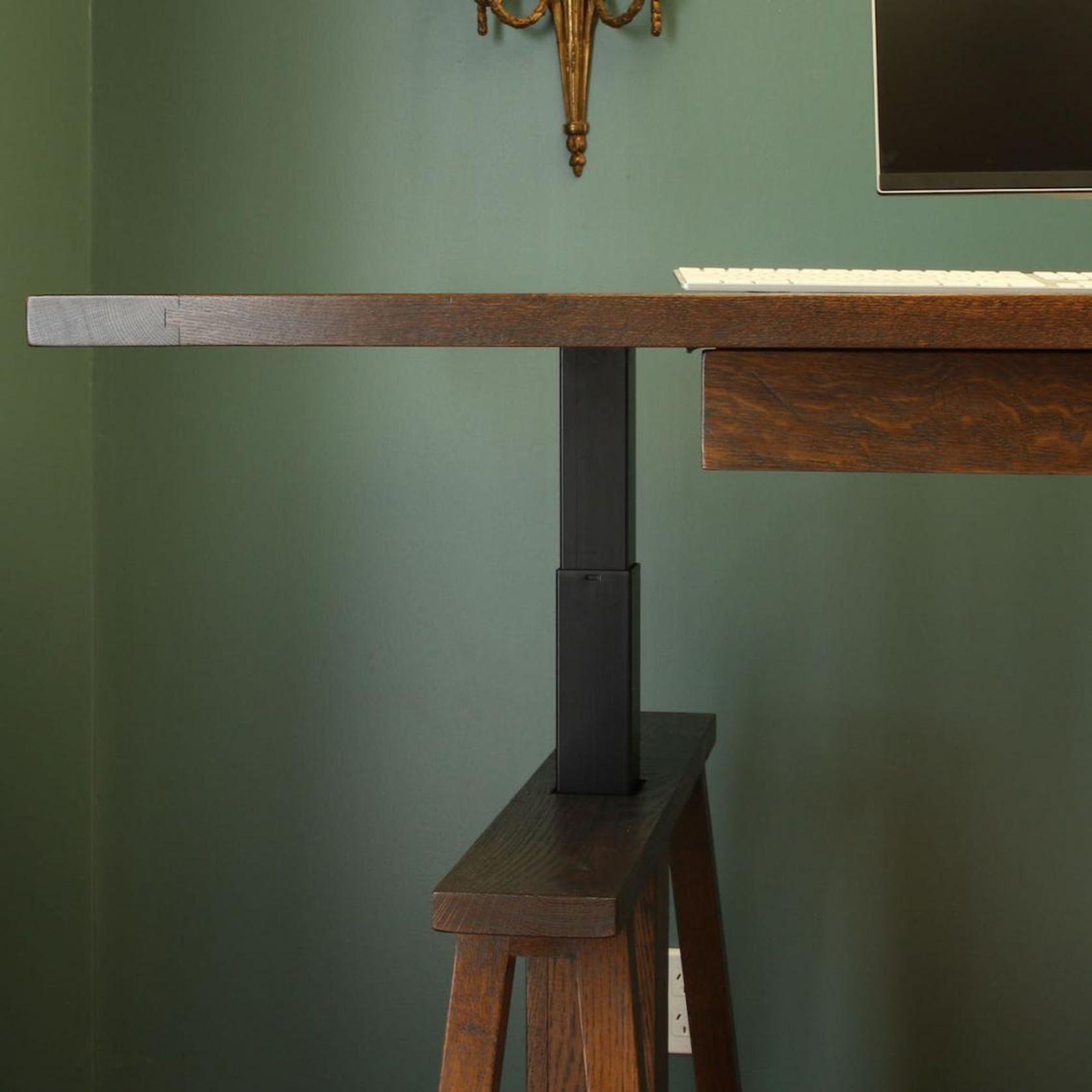 Raise and Lower Trestle Desk | Brown gallery detail image