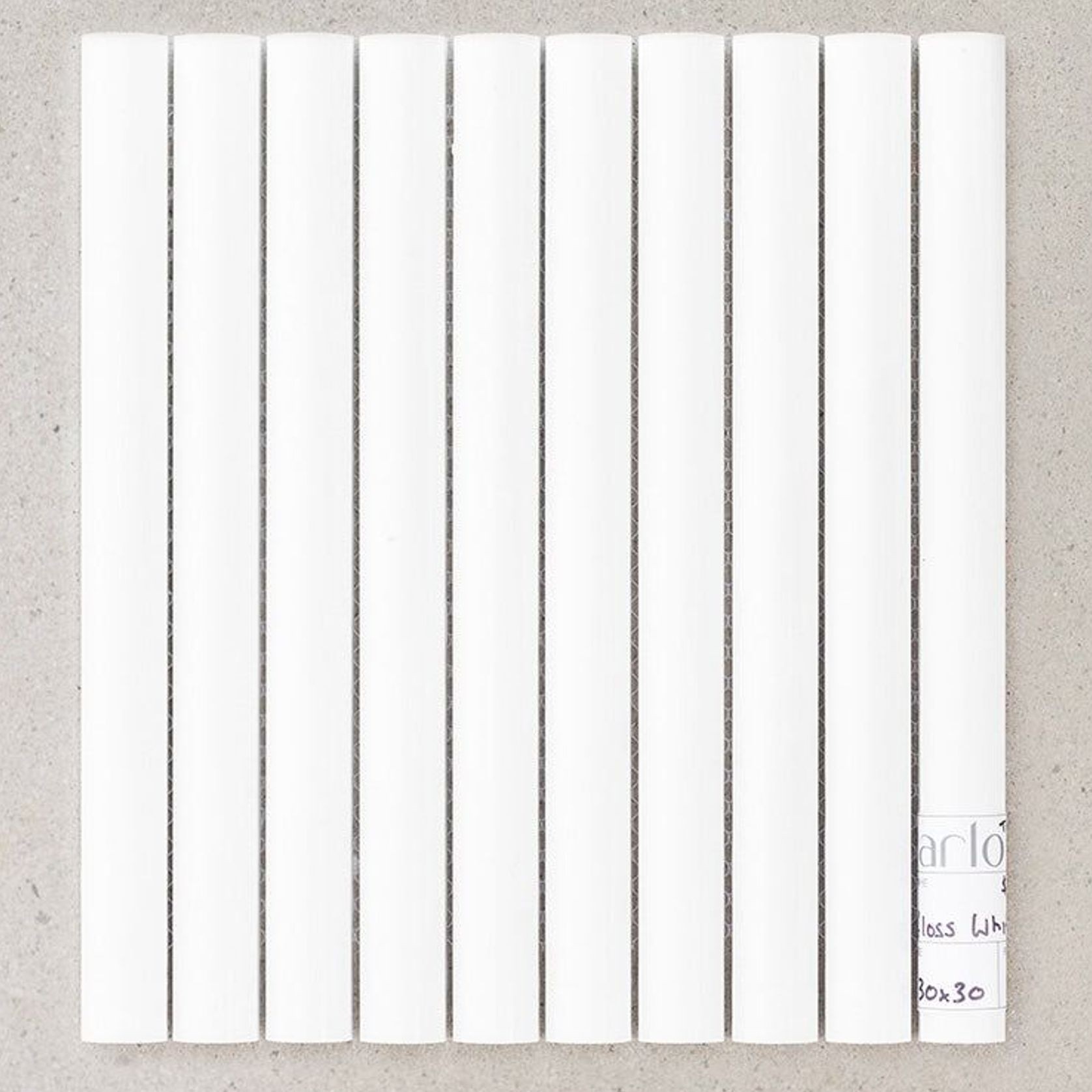 Gloss White Ceramic Flute Tile gallery detail image