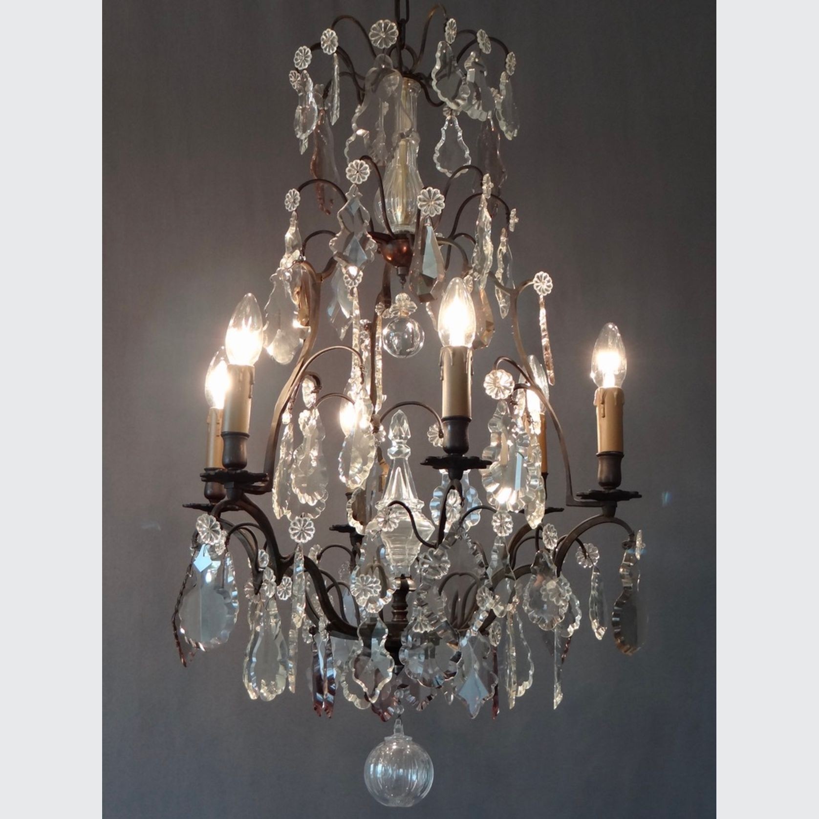 Antique French Crystal Chandelier C.1910-30 gallery detail image