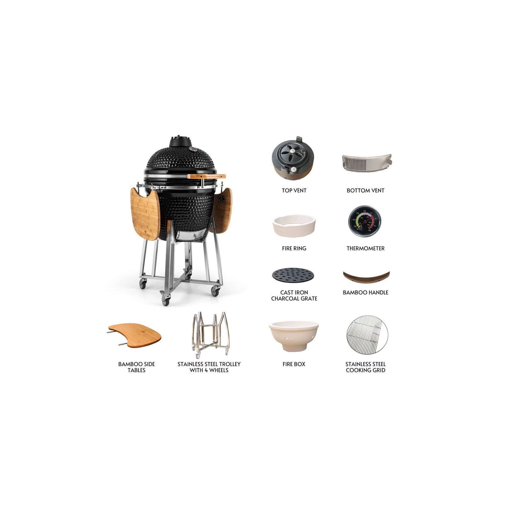 21-Inch Kamado Ceramic Charcoal Grill With Bonus Accessory Pack gallery detail image