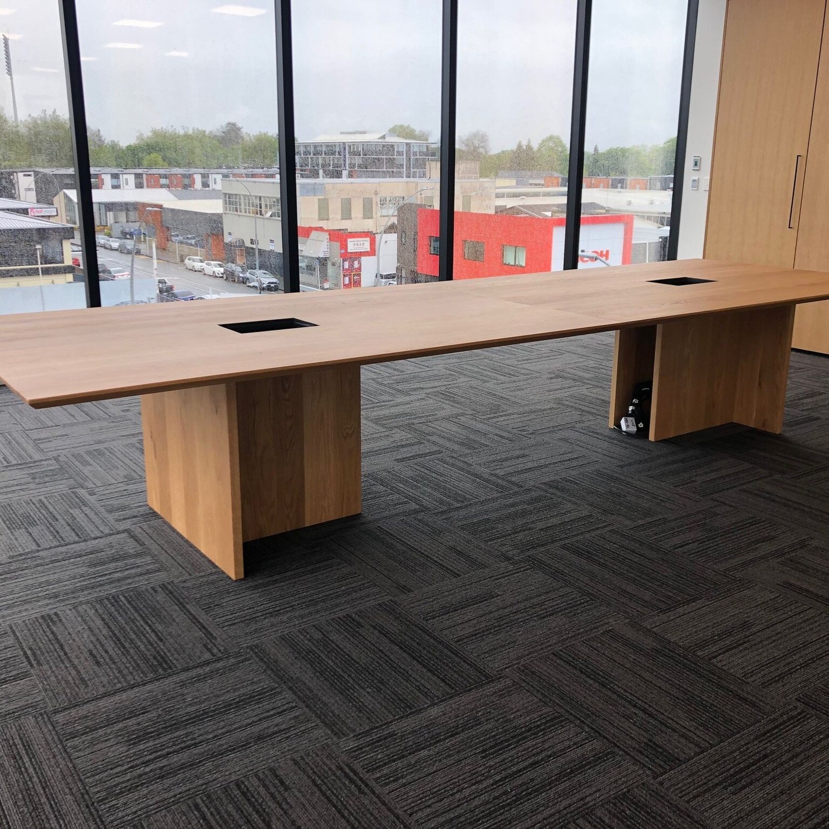 Double T Oak Boardroom Table gallery detail image