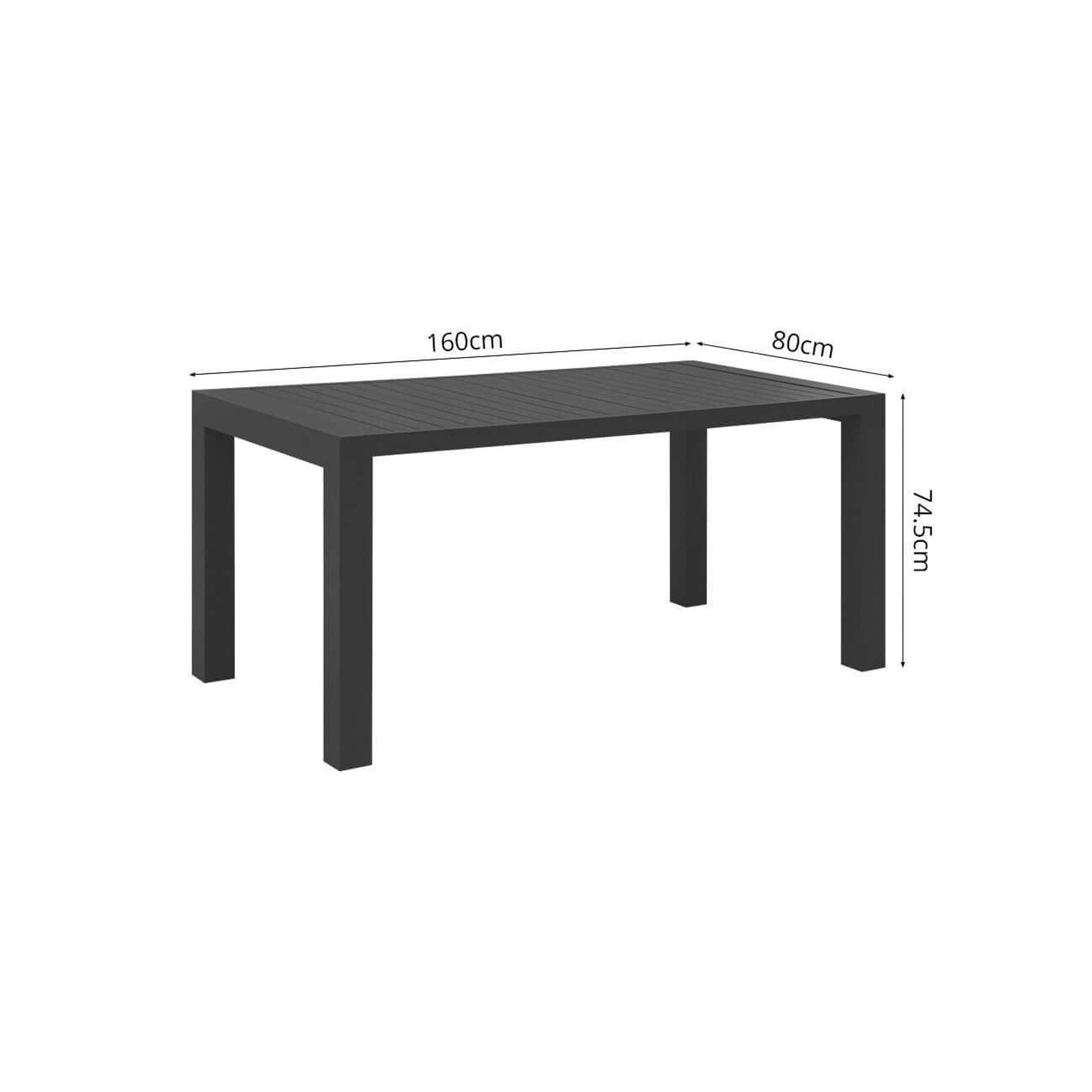 Cirrus Aluminium Outdoor Patio Dining Table 160 X 80cm gallery detail image