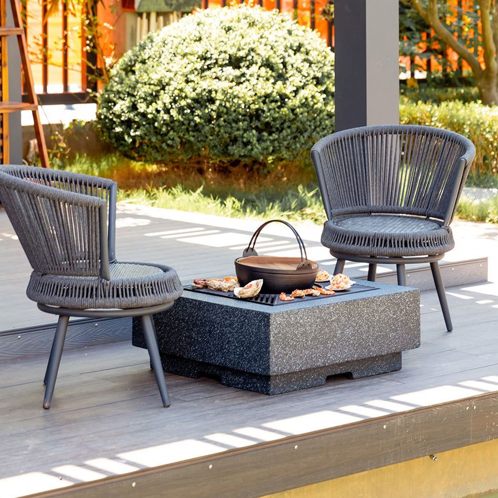 Mgo Square Fire Pit with BBQ Grill Rack, Spark Guard gallery detail image