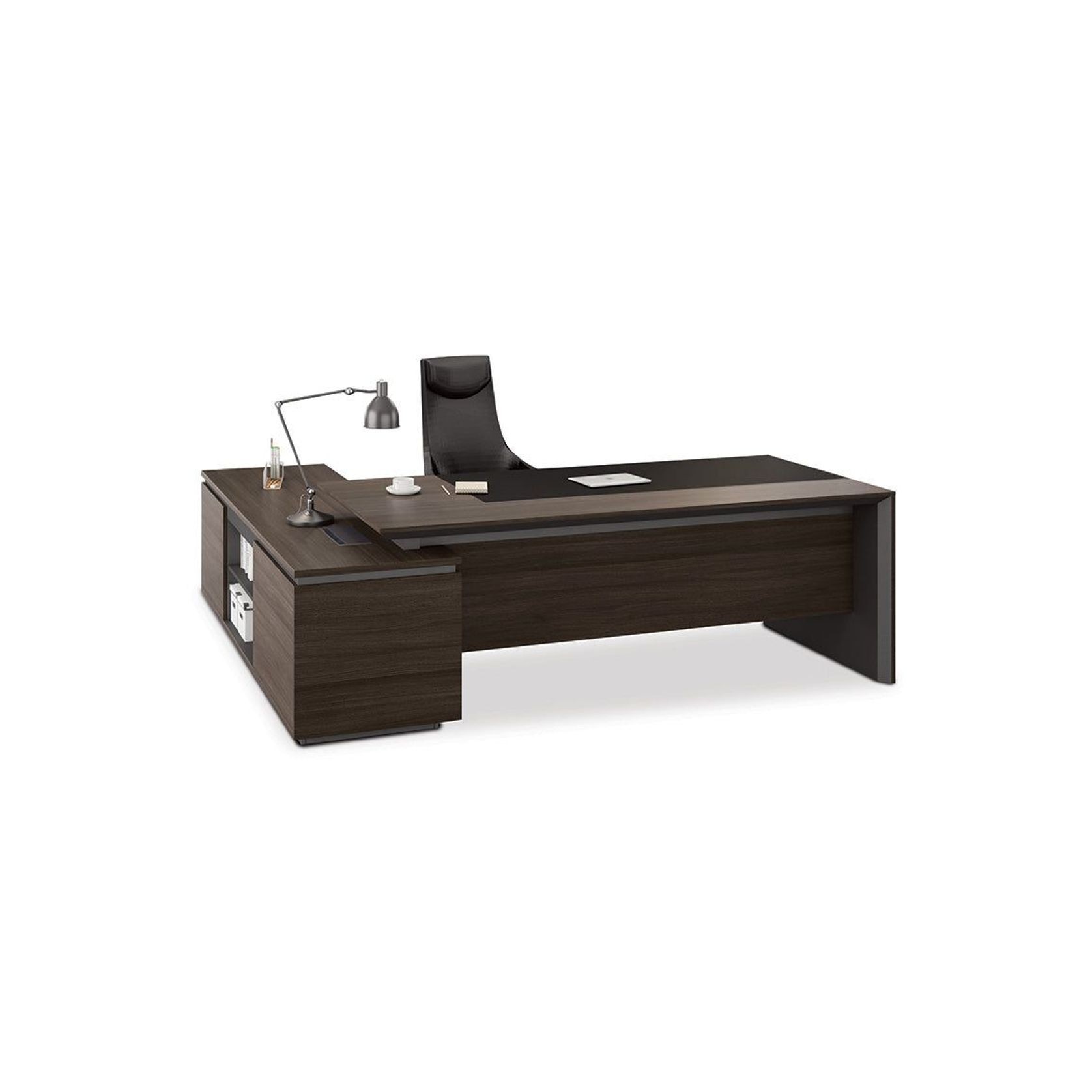 CARTER Executive Office Desk with Right Return 2.2M - Coffee & Charcoal gallery detail image