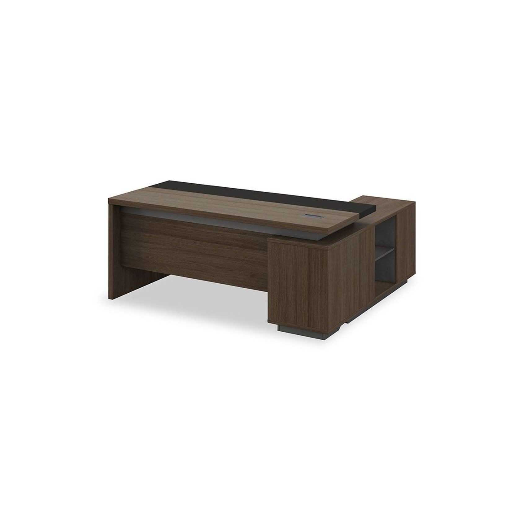 Carter Executive Office Desk + Left Return - 180cm - Coffee + Charcoal gallery detail image