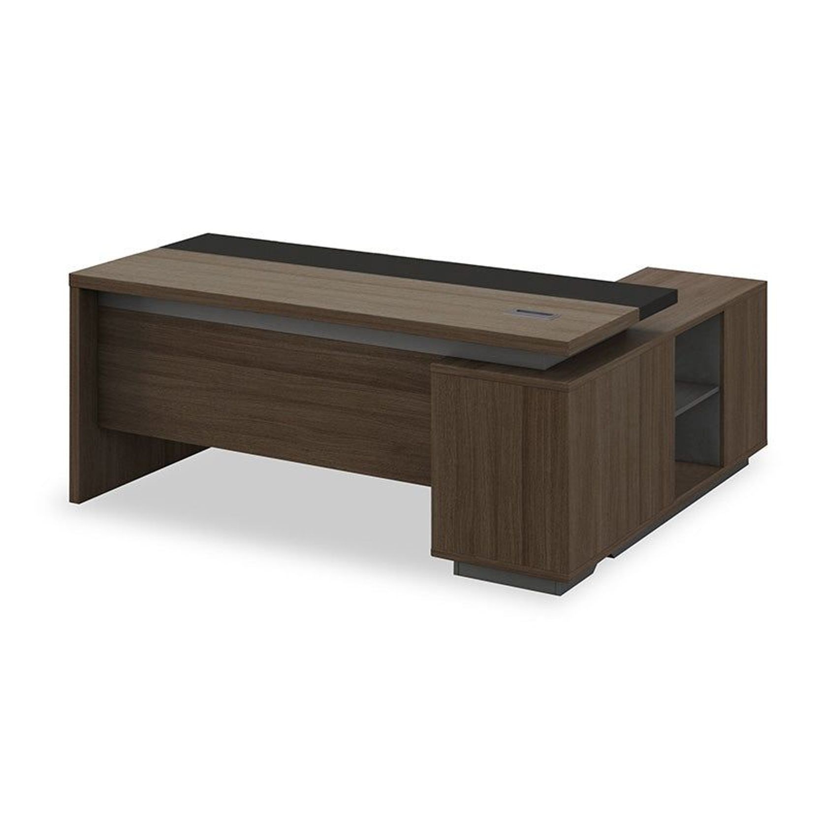 Carter Executive Office Desk + Left Return - 180cm - Coffee + Charcoal gallery detail image