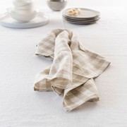 100% French Linen Tea Towel - Set 2-Natural Gingham gallery detail image