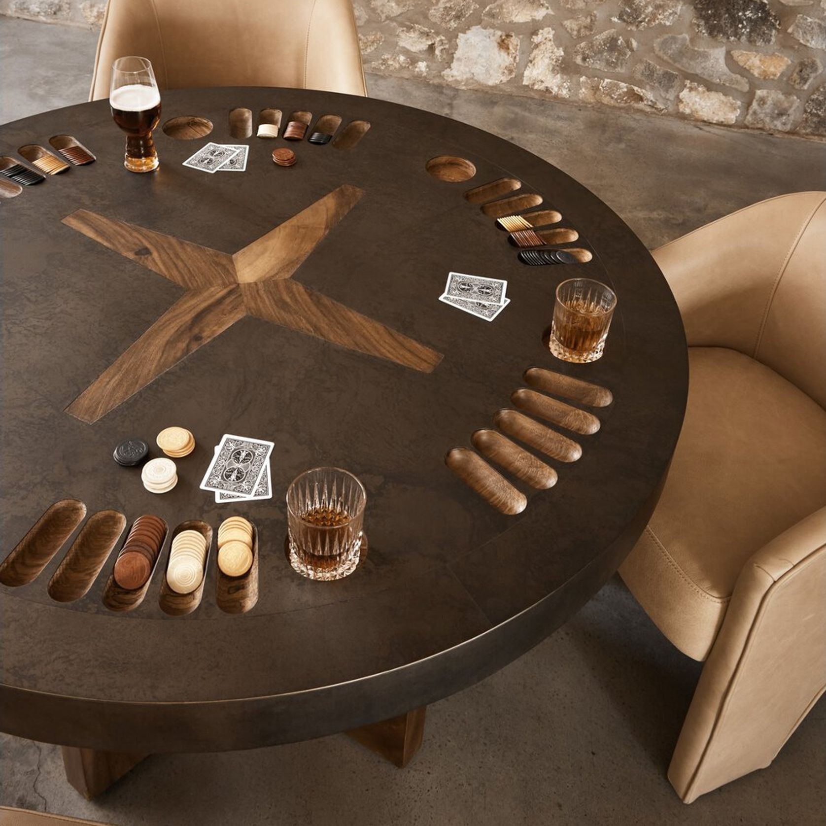 Poker Table in Natural Brown Guanacaste gallery detail image